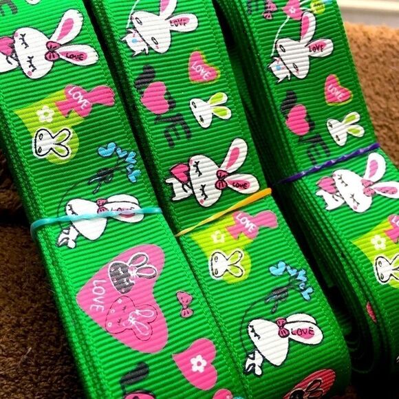 Other - Grosgrain Ribbon 7/8” 5 yards 5/$20 kawaii bunnies